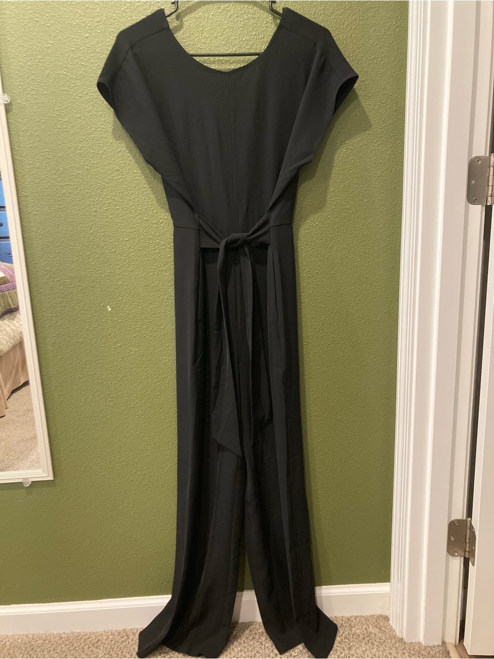 LOFT Black Long-Sleeve V-Neck Jumpsuit